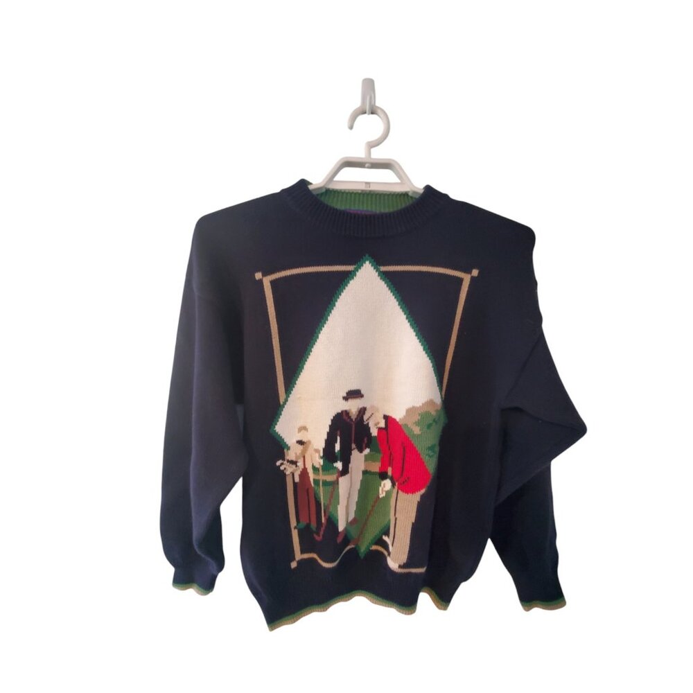Golf Classics Savile Row sweater mens size Large navy cotton double sided